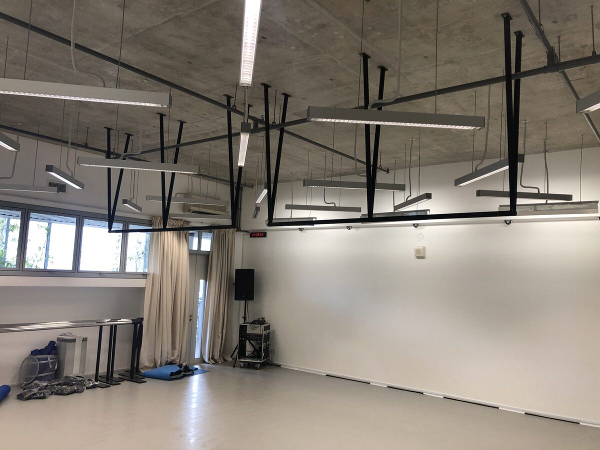 Ceiling-mounted suspension training rack installed at School of the Arts Singapore
